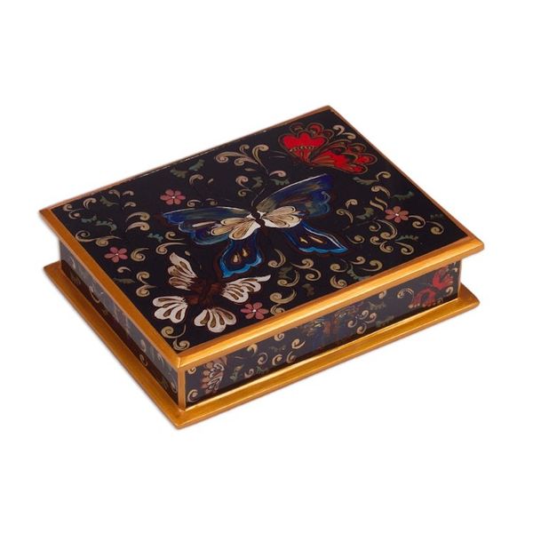 Alternate image for Reverse Painted Glass Jewelry Box Night Flutters