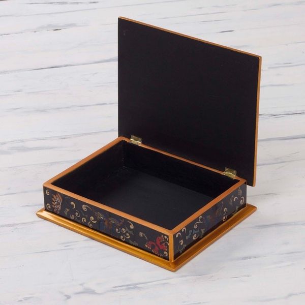 Alternate image for Reverse Painted Glass Jewelry Box Night Flutters