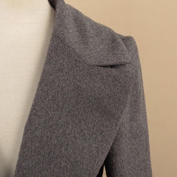 Alternate image for Grey Baby Alpaca Blend Long Wrap Coat Classically Chic