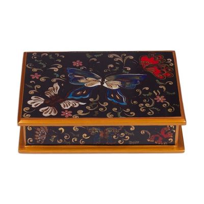 Alternate image for Reverse Painted Glass Jewelry Box Night Flutters