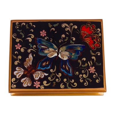 Alternate image for Reverse Painted Glass Jewelry Box Night Flutters