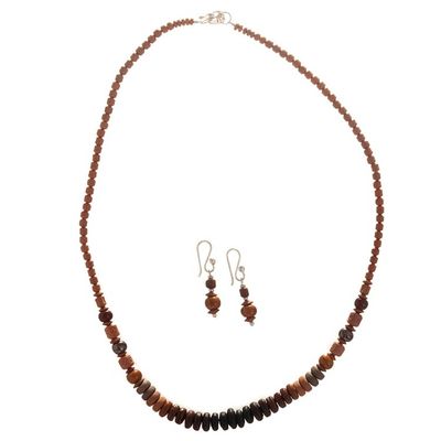 Alternate image for Brown Ceramic Beaded Necklace and Earring Set from Peru Cusco Dreams