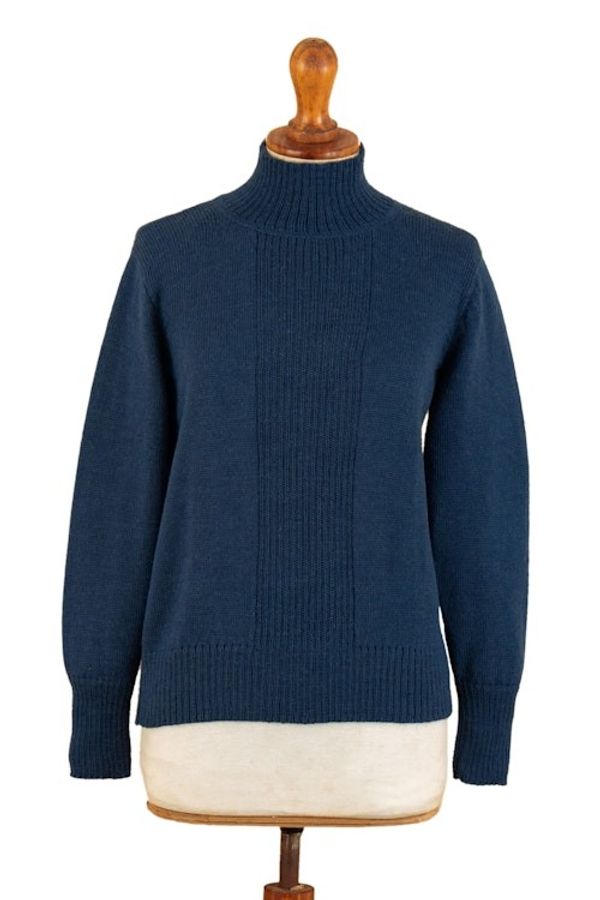 Alternate image for Soft Striped Peacock Alpaca Blend Pullover with Turtle Neck Peacock Center