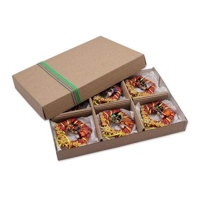 Alternate image for Nativity Scene Handmade Christmas Ornaments Set of 6 Andean Adoration