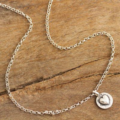 Alternate image for Handcrafted Heart-Themed Sterling Silver Necklace from Peru Unconditional Love