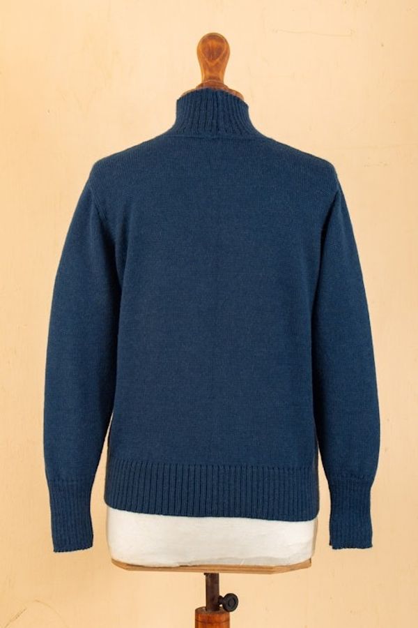 Alternate image for Soft Striped Peacock Alpaca Blend Pullover with Turtle Neck Peacock Center