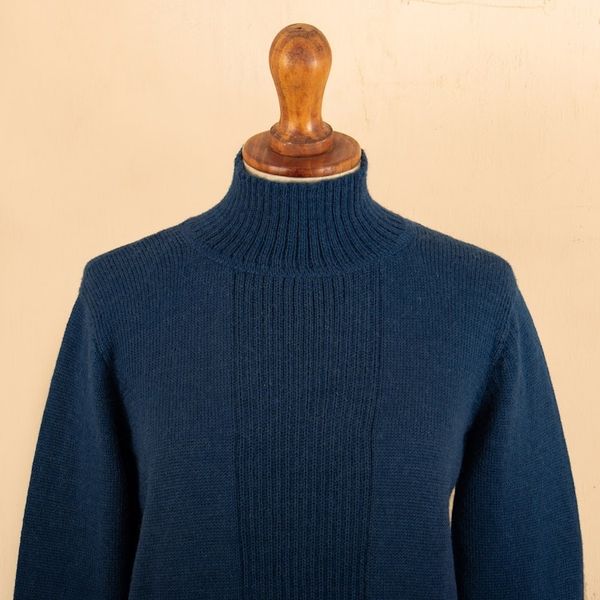 Alternate image for Soft Striped Peacock Alpaca Blend Pullover with Turtle Neck Peacock Center