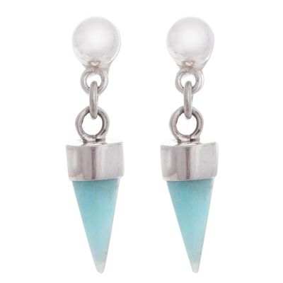 Alternate image for Amazonite Cone Dangle Earrings from Peru Natural Cones