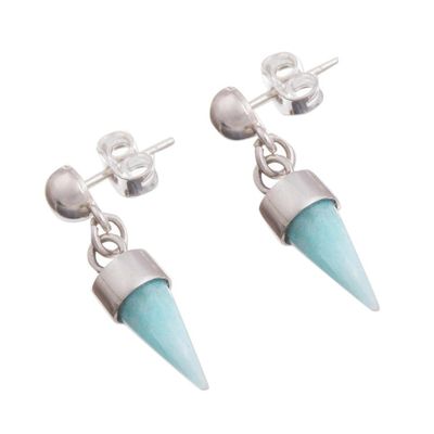 Alternate image for Amazonite Cone Dangle Earrings from Peru Natural Cones