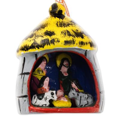 Alternate image for Hand Made Religious Wood Christmas Ornaments Set of 4 Nativity