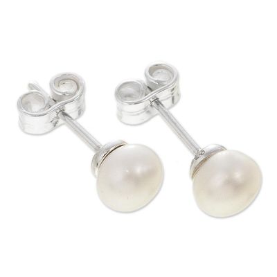 Alternate image for White Cultured Pearl Classic Stud Earrings Perfectly White