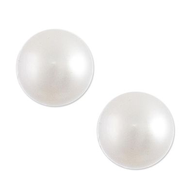 Alternate image for White Cultured Pearl Classic Stud Earrings Perfectly White