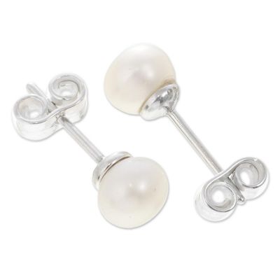 Alternate image for White Cultured Pearl Classic Stud Earrings Perfectly White