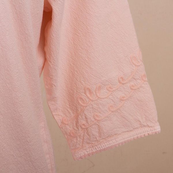 Alternate image for Pale Melon Orange Embroidered Cotton Tunic Top from Peru Sunset in Lima