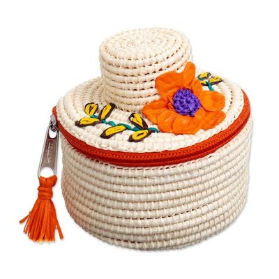 Alternate image for Decorative Palm Fiber Box Lambayeque Hat