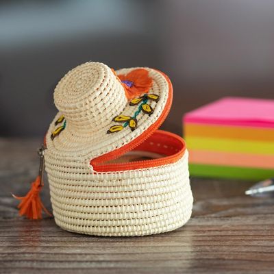 Alternate image for Decorative Palm Fiber Box Lambayeque Hat