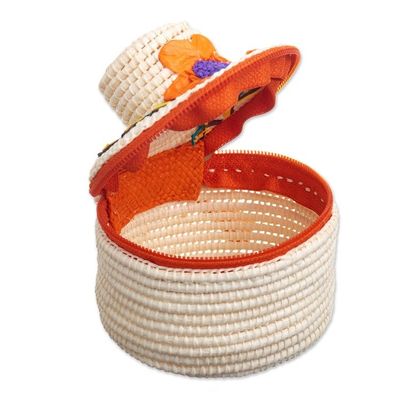 Alternate image for Decorative Palm Fiber Box Lambayeque Hat