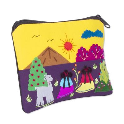 Alternate image for Embroidered Multicolor Cotton Blend Coin Purse from Peru Andean Sunrise