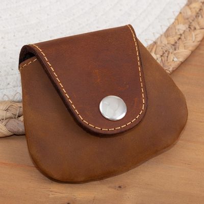 Alternate image for Unisex Brown Leather Coin Purse Spare Change