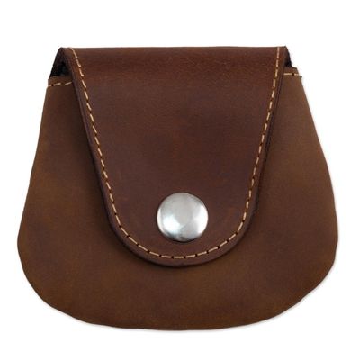 Alternate image for Unisex Brown Leather Coin Purse Spare Change