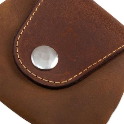Alternate image for Unisex Brown Leather Coin Purse Spare Change