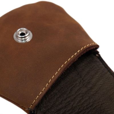 Alternate image for Unisex Brown Leather Coin Purse Spare Change