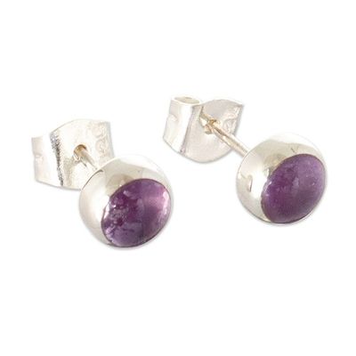 Alternate image for Classic Sterling Silver Stud Earrings with Amethyst Stones Perfect in Purple