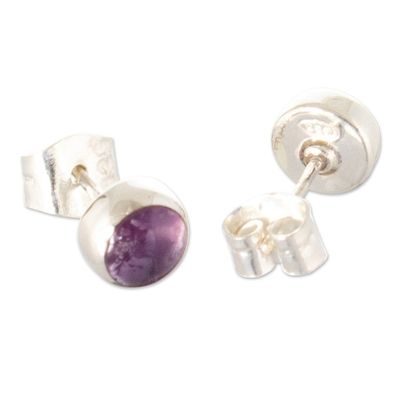 Alternate image for Classic Sterling Silver Stud Earrings with Amethyst Stones Perfect in Purple