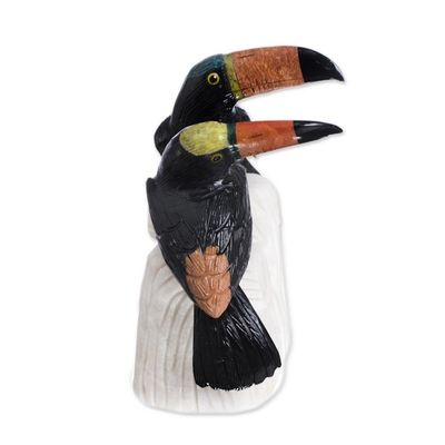 Alternate image for Handcrafted Gemstone Birds Sculpture Toucan Two