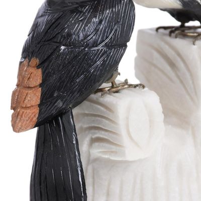 Alternate image for Handcrafted Gemstone Birds Sculpture Toucan Two