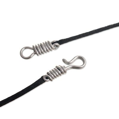 Alternate image for Wood Peace Sign Pendant with Black Cotton Cord Peruvian Peace