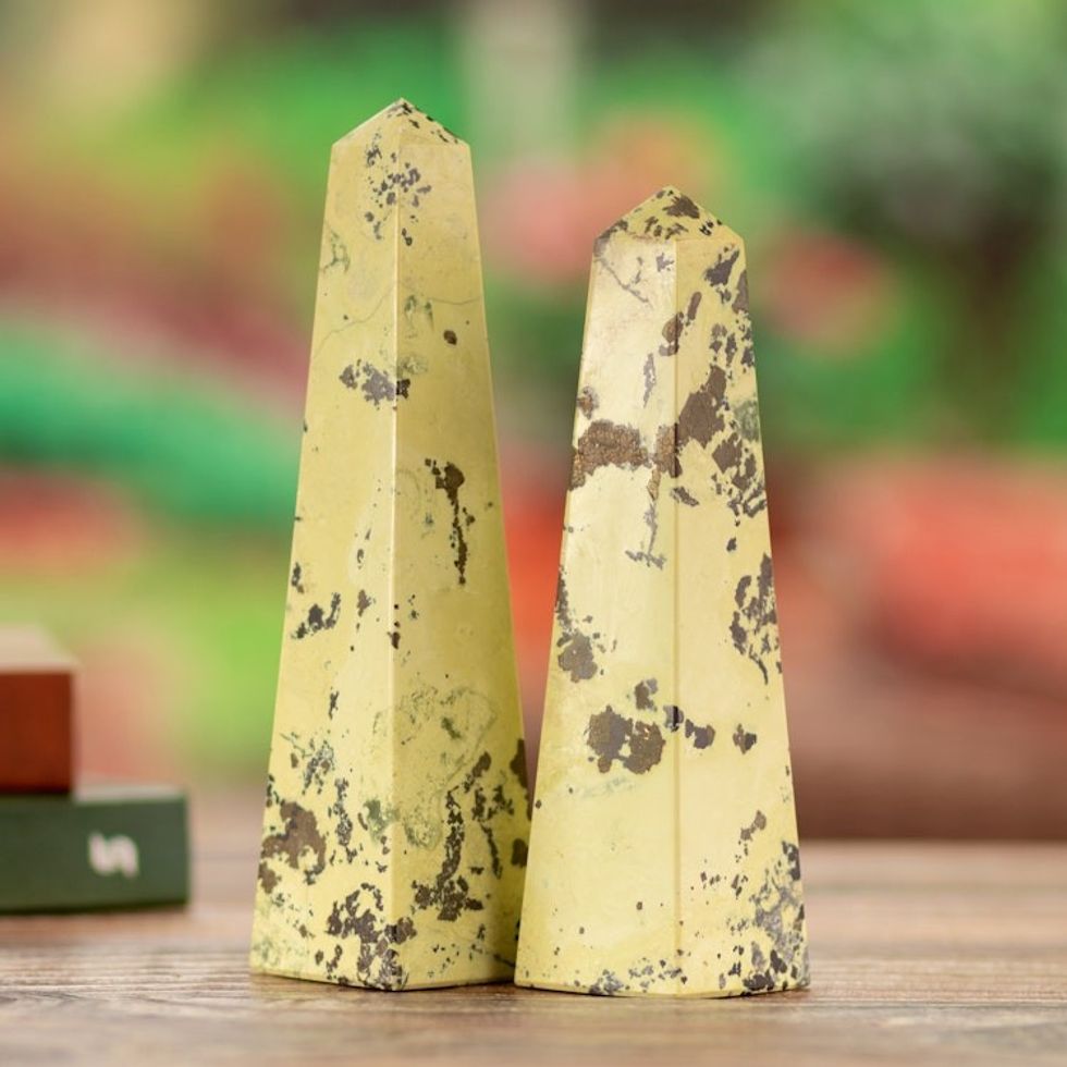 Serpentine Obelisks Sculpture Pair 'Rebirth'