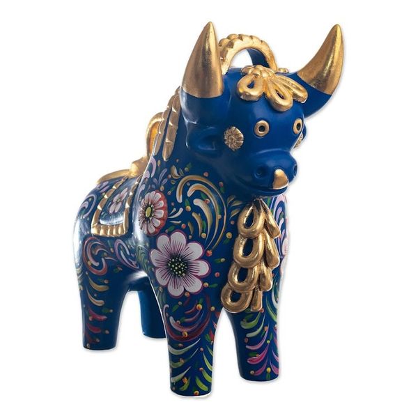 Alternate image for Handmade Ceramic Bull Sculpture Big Pucar Bull in Blue
