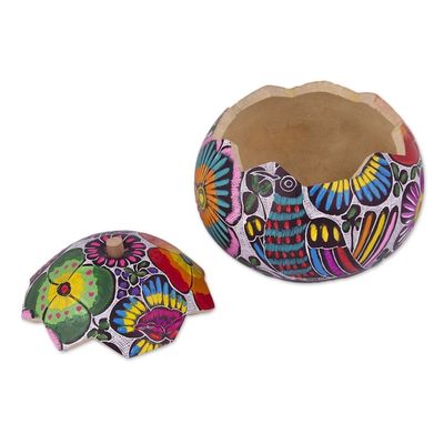 Alternate image for Hand-Painted Birds and Flowers Gourd Decorative Box Dawns Song