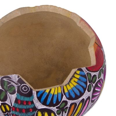Alternate image for Hand-Painted Birds and Flowers Gourd Decorative Box Dawns Song