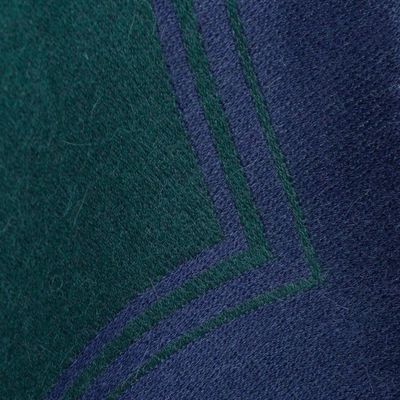 Alternate image for Reversible Alpaca Blend Ruana in Navy and Kelly Green Delightful Fantasy in Navy