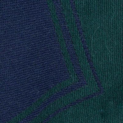 Alternate image for Reversible Alpaca Blend Ruana in Navy and Kelly Green Delightful Fantasy in Navy