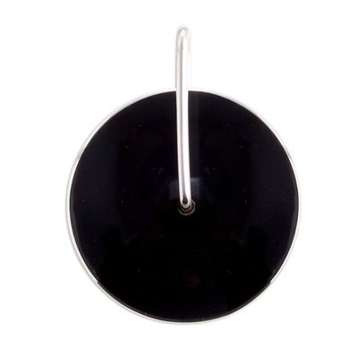 Alternate image for Obsidian Circle and Sterling Silver Pendant from Peru Midnight Marvel