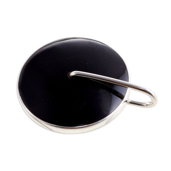 Alternate image for Obsidian Circle and Sterling Silver Pendant from Peru Midnight Marvel