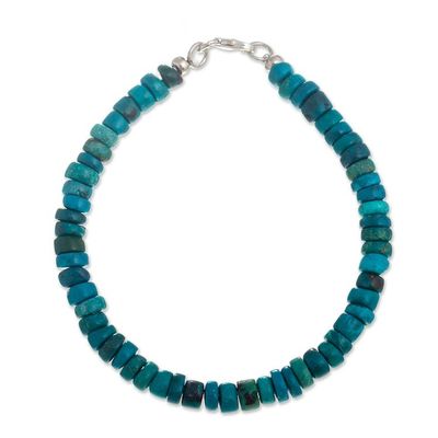Alternate image for Chrysocolla Beaded Silver Bracelet Endless Sea
