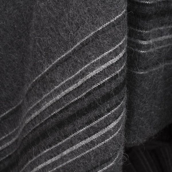 Alternate image for Warm Mens Alpaca Blend Poncho with V-neck from Peru Gray Nazca