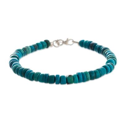Alternate image for Chrysocolla Beaded Silver Bracelet Endless Sea