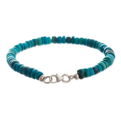 Alternate image for Chrysocolla Beaded Silver Bracelet Endless Sea