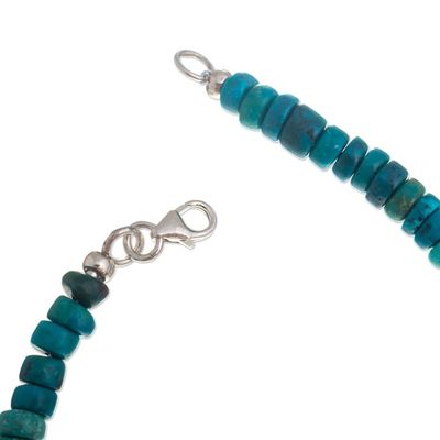 Alternate image for Chrysocolla Beaded Silver Bracelet Endless Sea