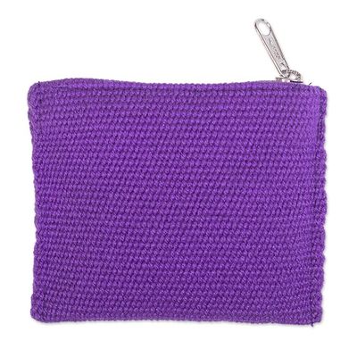 Alternate image for Handcrafted Coin Purse from Peru Floral Keeper in Lilac