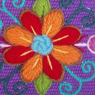 Alternate image for Handcrafted Coin Purse from Peru Floral Keeper in Lilac