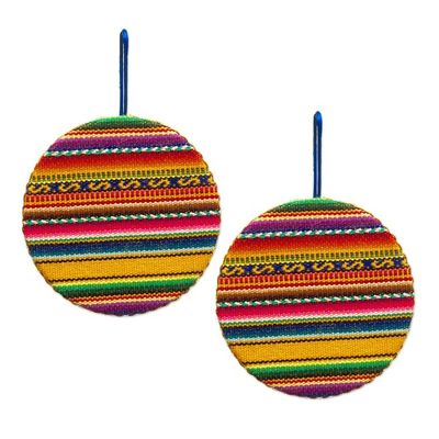 Alternate image for Pair of Wool Nativity Scene Ornaments Handcrafted in Peru Stellar Night