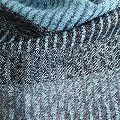 Alternate image for Peruvian Alpaca Wool Patterned Shawl Turquoise Whisper