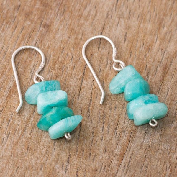 Alternate image for Amazonite Beaded Dangle Earrings Crafted in Peru Aqua Harmony