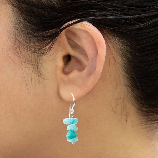Alternate image for Amazonite Beaded Dangle Earrings Crafted in Peru Aqua Harmony